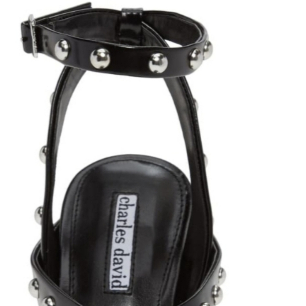 NWT Charles by Charles David Blk Velocity Studded Strappy Stilleto Heels. Sz 8B - Picture 7 of 10